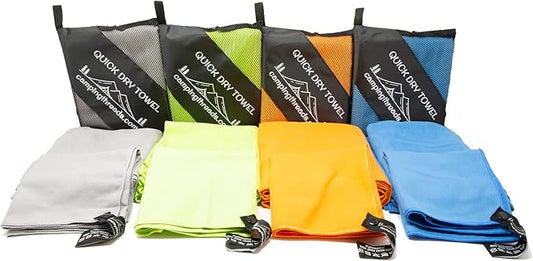 Camping Threads Quick Dry Microfiber Camp Towels Family Four Pack - Includes 4 XL Body Towels and 4 Washcloths