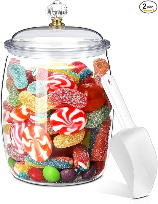 0.5 Gallon/64 oz Candy Jar With Lid and Spoon Clear Cookie Container Candy Jar Large Airtight Apothecary Storage Organization for Wedding Home Kitchen Bar