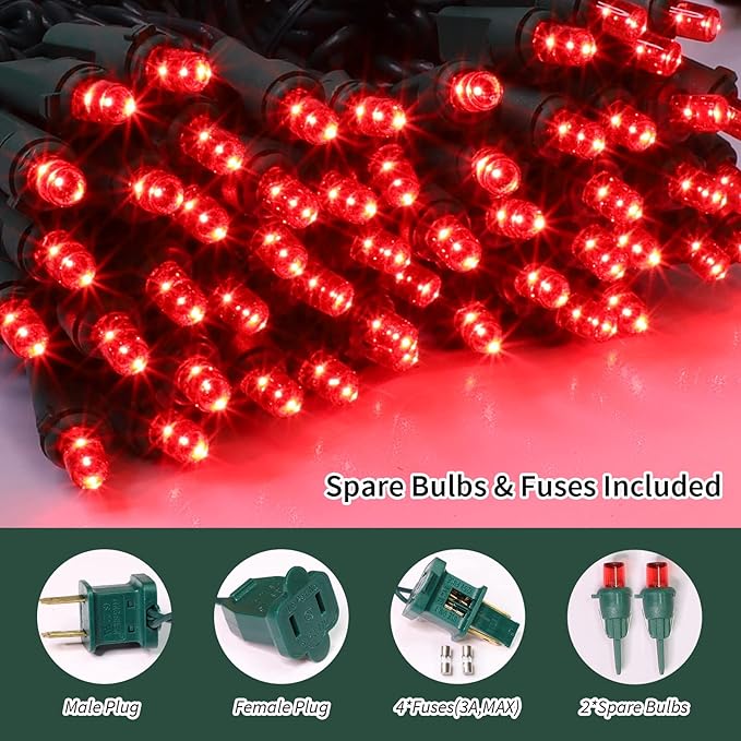 LAMPHOME Valentine's Day Red Lights, 64.8FT 300 LED Christmas Mini Tree String Lights, Valentines Lights Waterproof Christmas Decorations for Outdoor Indoor Xmas Patio Home Party Garden Yard Decor
