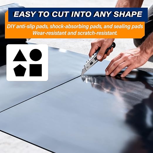 Solid Rubber Sheet Roll 80"x40"x1/8" Heavy Duty Neoprene Rubber Sheet, Perfect for DIY Gasket Material, Anti Vibration Pads, Sealing Strip, Floor Protection, Crafts, Mat, Black.