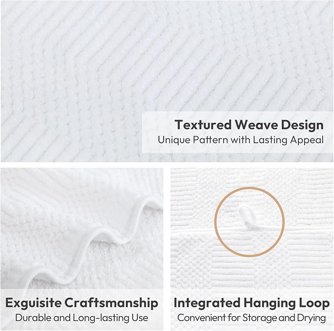 Bath Towels Set, Large Microfiber Body Towel for Adult, 2 Pack, 30" x 60", Oversized, Soft, Super Absorbent, Fast Drying, Use for Sport, Fitness, Yoga, Fleece Diamond Cross Grid White