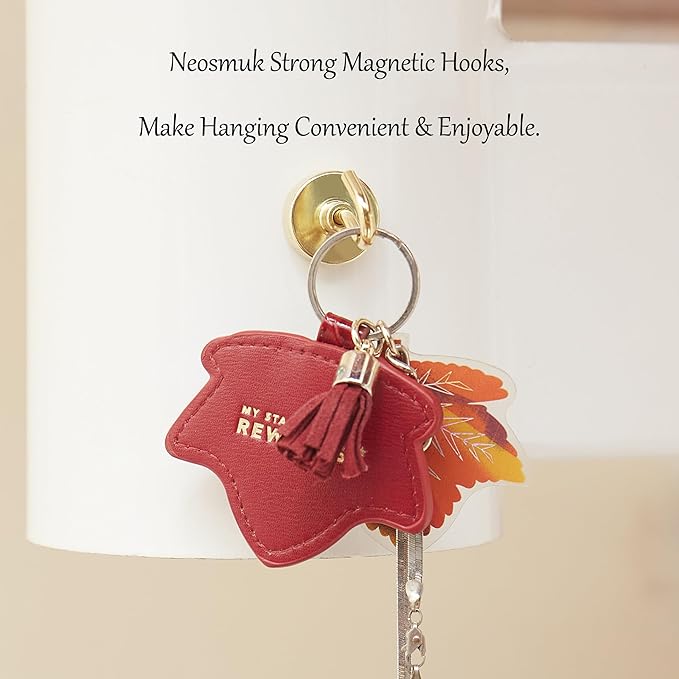 Neosmuk Magnetic Hooks,Heavy Duty Earth Magnets with Hook for Refrigerator, Extra Strong Cruise Hook for Hanging, Magnetic Hanger for Cabins, Grill (Gold, Pack of 4)