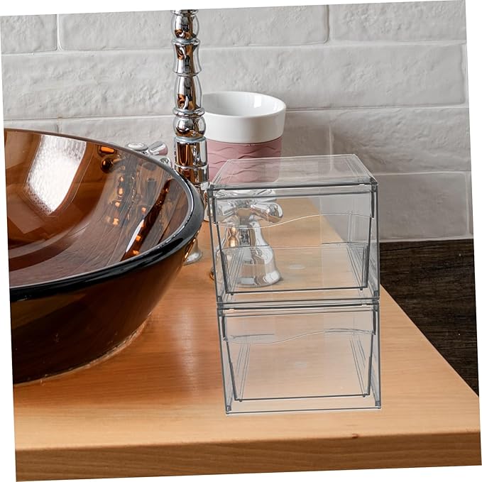 2pcs Stackable Acrylic Makeup Organizer for Desktop Storage Versatile Cosmetic and Office Supplies Organizer Stylish Bathroom Storage