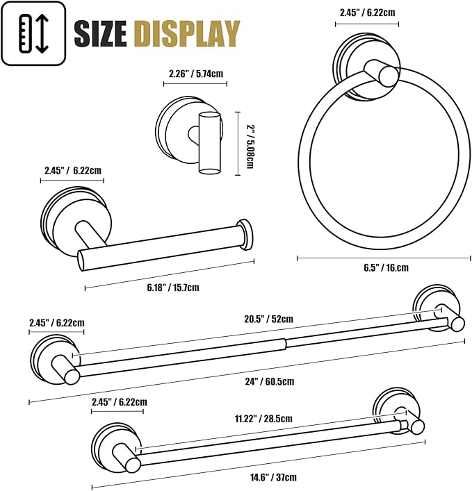 BKV Suction Cup Towel Ring,Hand Towel Holder for Bathroom,Stainless Steel Heavy Duty Round Towel Hanger for Bath,Kitchen-Matte Black
