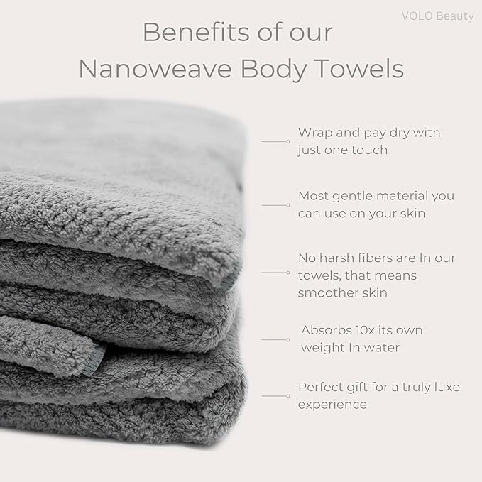 Hero Salt White Body Towel — Luxury Bath Towel — Ultra Soft, Super Absorbent, Quick Drying Nanoweave Fabric — Spa Towels for Bathroom — Extra Large Post Shower Wrap — Gentle on Skin — Microfiber
