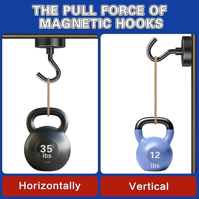6Pack Strong Magnetic Hooks Heavy Duty, Magnet Hooks, 35lbs Metal Magnetic Hooks for Cruise Cabins, Magnet with Hooks, Magnet Hook, Magnetic Hook for Hanging, Refrigerator, Garage