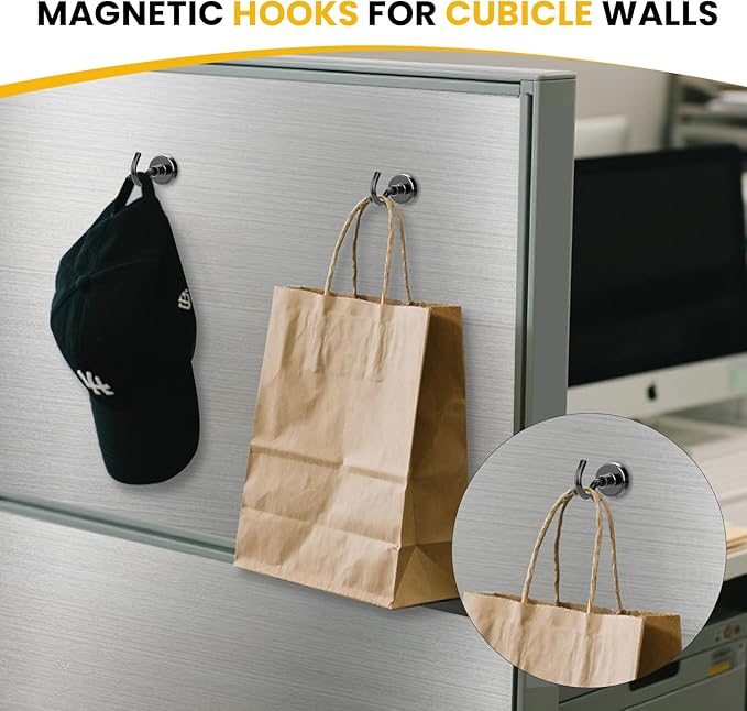 DIYMAG Black Magnetic Hooks, 120 LB Heavy Duty Strong Magnets with Hook, Rare Earth Neodymium Magnet Magnetics for Cabins Cruise Ship Essentials 4 Packs