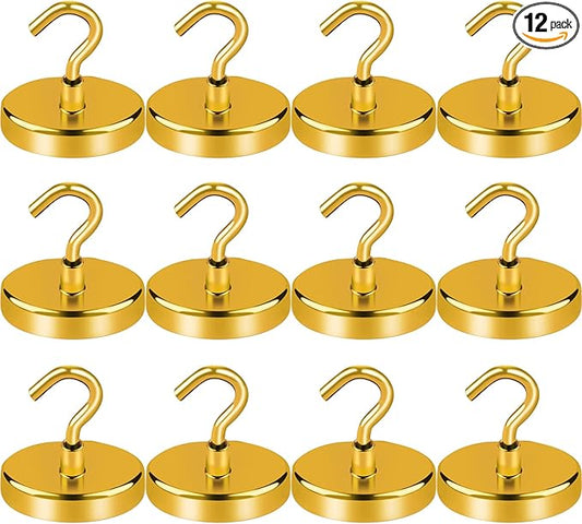 LOVIMAG Cruise Ship Essentials - 170Lbs Heavy Duty Yellow Magnetic Hooks for Cruise Cabins - Strong Hanging Hooks - 12 Pack