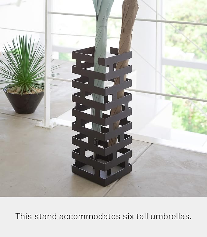 YAMAZAKI Home Brick Umbrella Stand - Storage For Umbrellas & Walking Canes - Steel - Holds 4 Umbrellas