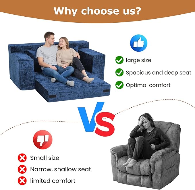 Convertible Sofa Bed, 5 in 1 Small Boneless Couch Pull Out Loveseat Sleeper Sofa,Corduroy Futon Couch Folding Mattress with 4 Pillows for Living Room Bedroom Lounge (No Assembly)