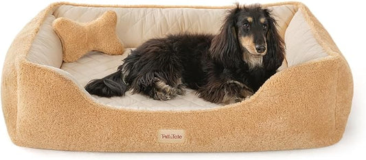 Self-Warming Orthopedic Dog Bed Medium Size Dogs - Memory Foam for Joint Pain & Arthritis, Comfort Pet Bed w/Washable Removable Cover & Waterproof Liner, Dog Couch w/Raised Bolster & Non-Slip Base