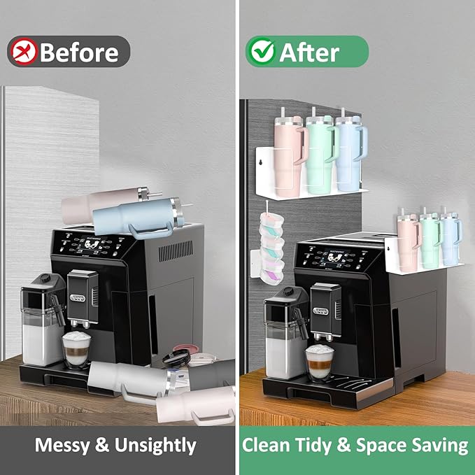 Magnetic Cup Holder for Fridge Water Bottle Organizer for Cabinet, 2Pcs Magnetic Cup Holder Heavy Duty with Tumbler Lid Organizer for 20oz 30oz 40oz Cup Accessories Storage (White)