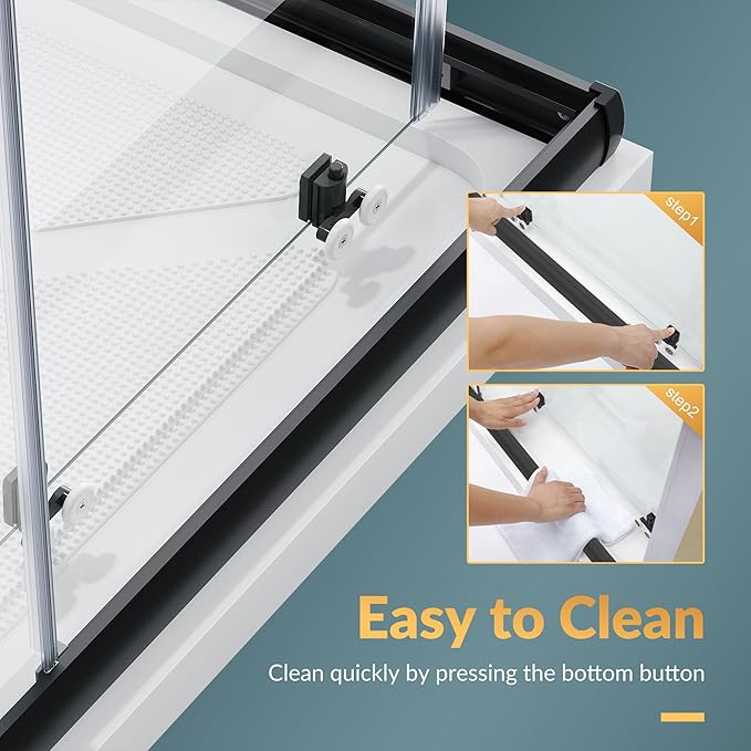 ELEGANT Corner Shower Enclosure 34 in.D x 34 in. W x 72 in. H, Corner Shower Door with 1/4 in. Clear Tempered Glass, Double Sliding Shower Enclosure, Black Finish (Shower Base Not Included)