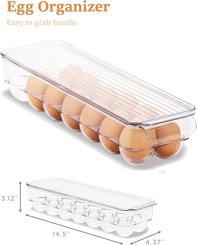 Sorbus Fridge Bins and Freezer Bins Refrigerator Organizer Stackable Food Storage Containers BPA-Free Drawer Organizers for Refrigerator Freezer and Pantry (Pack of 4)