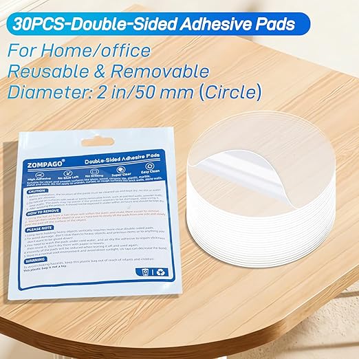 30PCS Heavy Duty Double Sided Adhesive Mounting Circle Tape- Waterproof,Strong Adhesion,Clear, High Strength,No Residue Removability for Hanging,Wall Mounting, Home Decor,Adhesive for Shower