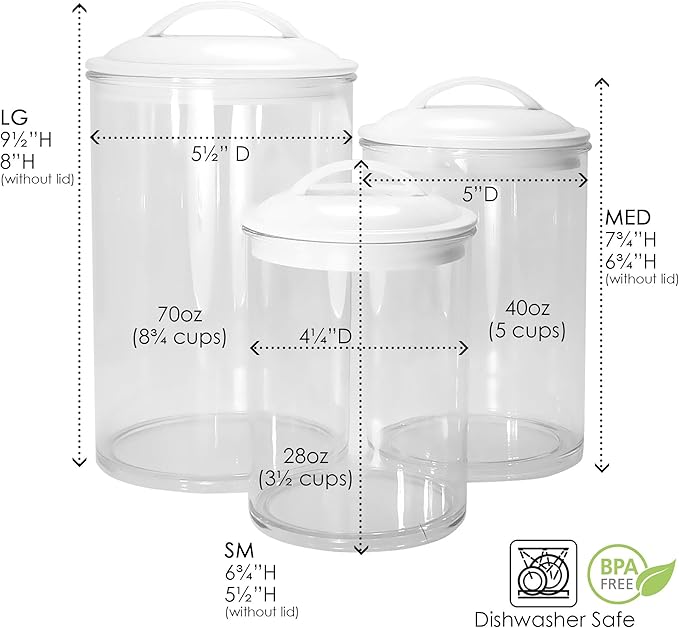 Reston Lloyd Food Storage Containers, BPA Free Airtight Canisters for Cereal, Pasta, Sugar, Coffee, Flour, Cookies, Loose Tea, for Kitchen Organization, Set of 3, Turquoise
