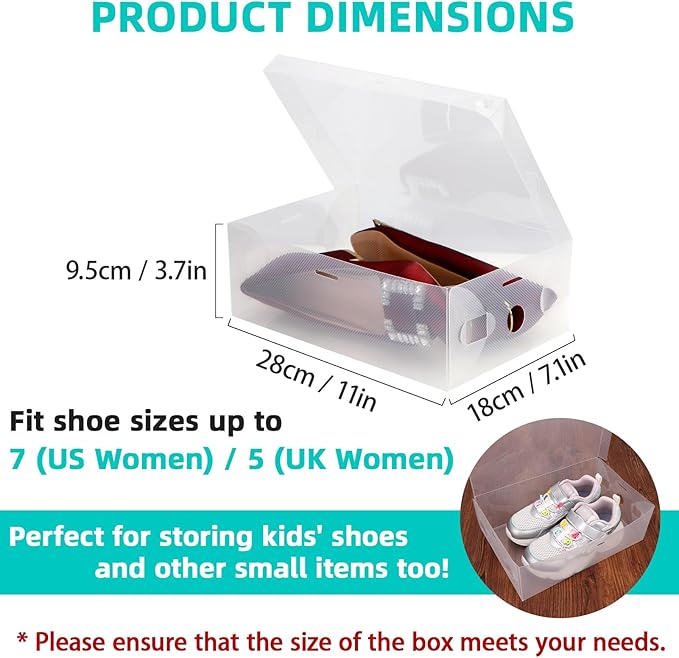 kilofly 10 Kids Women Smart Storage Containers Foldable Clear Shoe Box Set