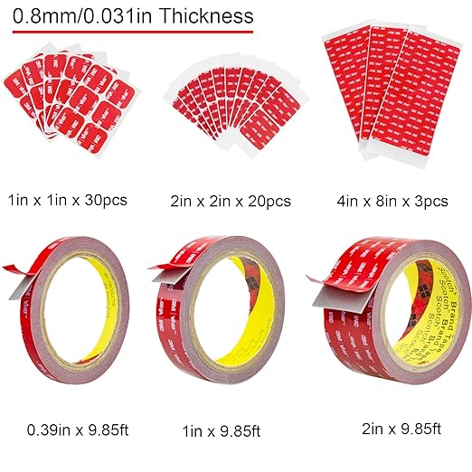Double Side Tape Heavy Duty,0.39in x 10ft Mounting Tape Strong Adhesive Strips, Waterproof Foam Tape for Wall Decor, Picture Hanging Strips Wall Tape