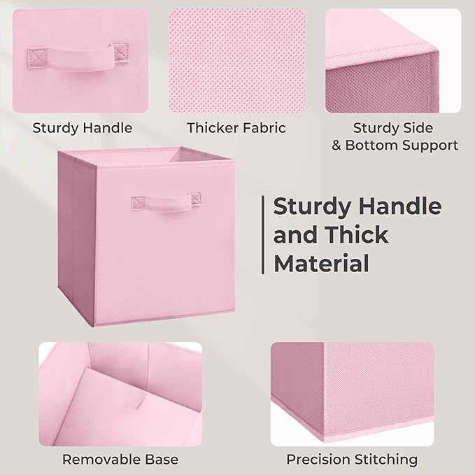 11x11 Storage Bins, Set of 4 Storage Cubes, Collapsible Cube Storage Box, Fabric Closet Organizers with Handles for Home, Office, Closet Shelf Cabinet, Bookcase, Multi-Color