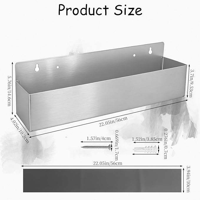 2 Pcs 22 Inch Single Speed Rail Stainless Steel Liquor Bottle Holder Silver Drink Rail Shelf Wall Mounted Spray Bottle Rack for Bars
