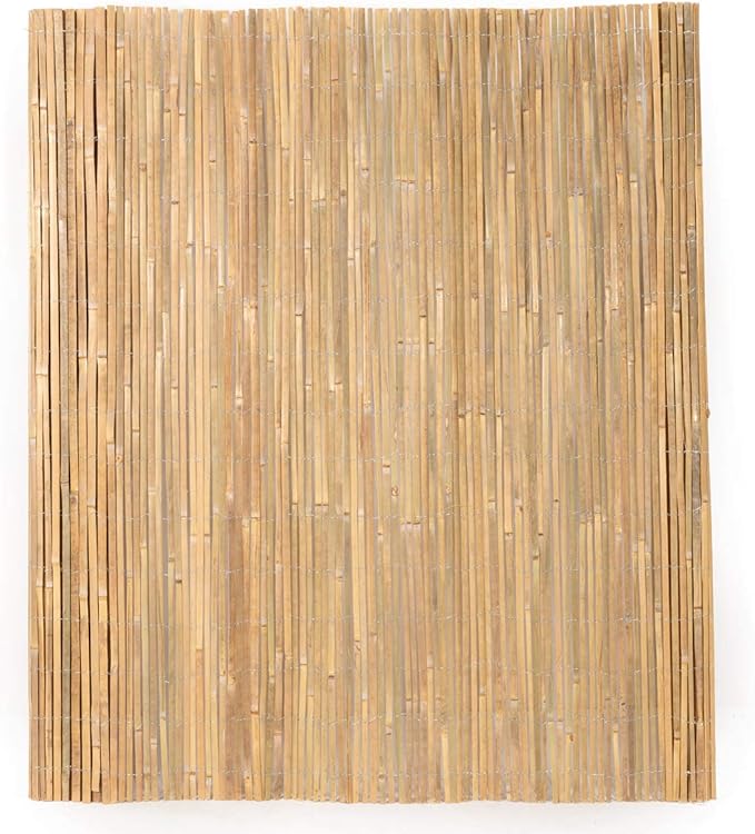 Mininfa Natural Bamboo Slat Screening, Eco-Friendly Privacy Slat Fence, Bamboo Screen Panel Roll for Balcony or as Wind and Sight Protection (2m x 4m)