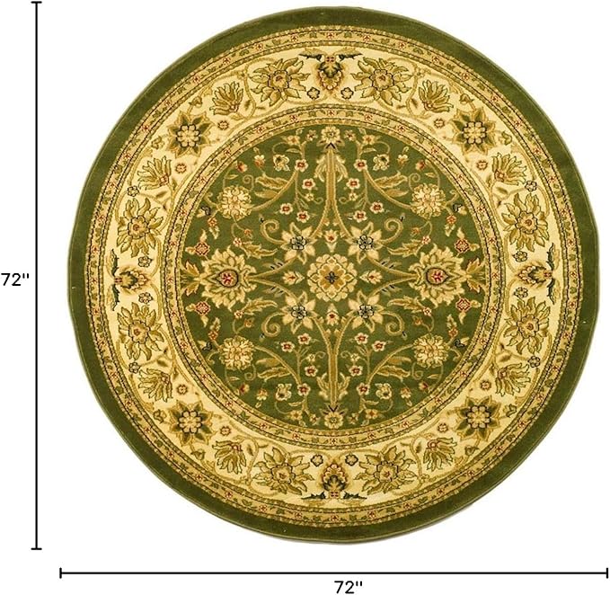 SAFAVIEH Lyndhurst Collection Area Rug - 6' Round, Sage & Ivory, Traditional Oriental Design, Non-Shedding & Easy Care, Ideal for High Traffic Areas in Living Room, Bedroom (LNH212C)