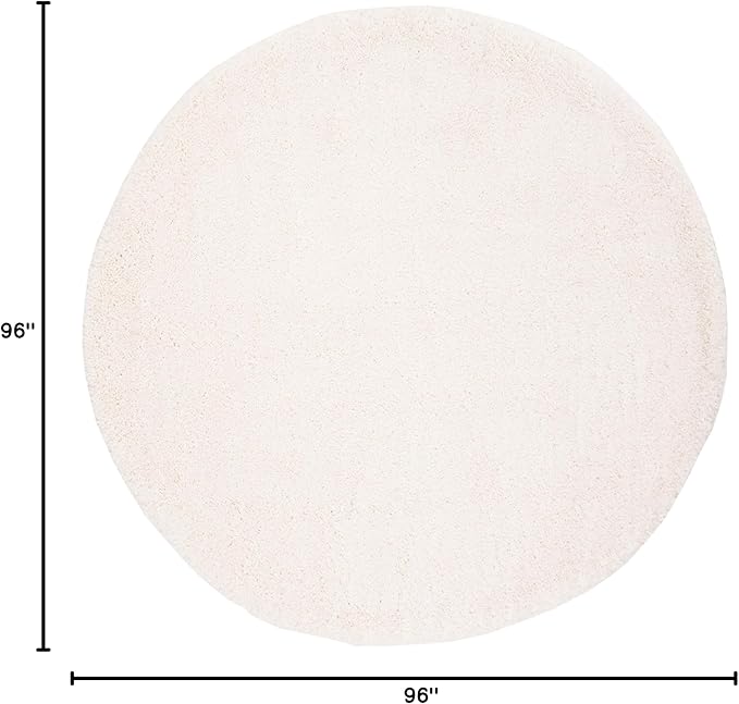 SAFAVIEH Fontana Shag Collection Area Rug - 8' Round, Ivory, Solid Design, Non-Shedding & Easy Care, 2-inch Thick Ideal for High Traffic Areas in Living Room, Bedroom (FNT800A)