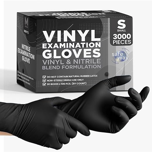SAFEWAY USA Vinyl Disposable Gloves — Non-Latex and Powder Free, Heavy-Duty Protective and Multi-Purpose Gloves for Cleaning, Food Prep, Tattooing, Lab Works, Mechanics and More — (3000 pcs, Small)