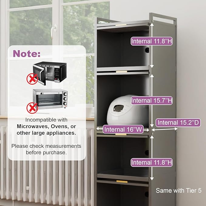 5-Tier Pull Out Kitchen Storage Cabinet with Flip-up PC Doors, Mobile Narrow Storage Cabinet with 3 Pull-out Shelves, Tall Slim Cabinets with 4 Rolling Caster for Dining Pantry Bathroom Laundry
