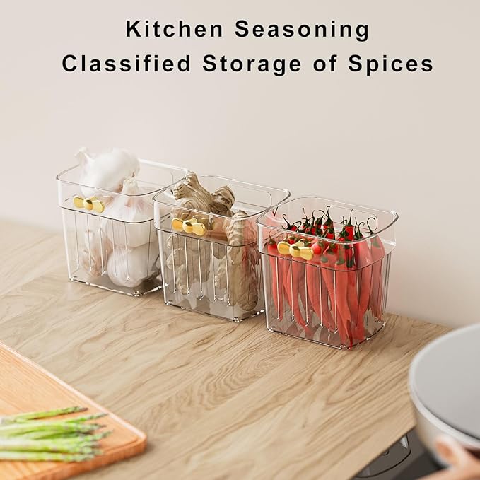 6 Pack Adhesive Cabinet Door Organizer, Compact Kitchen Under Sink Caddy, Clear Pantry Storage Basket, Under Cabinet Organizer Seasoning Spice Rack, Plastic Bathroom Wall Mounted Bins