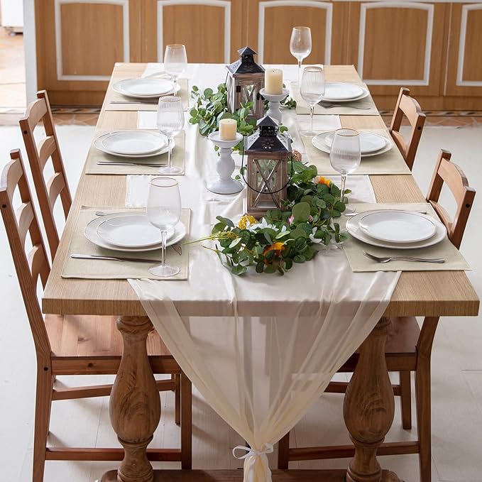 Linen Placemats Set of 4 - Machine Washable Heat Resistant Table Mats