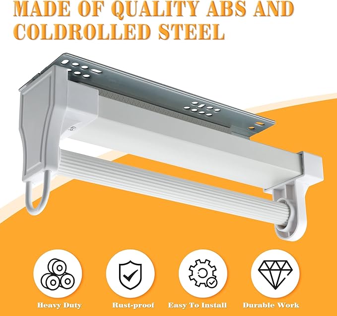 Alise Pull Out Clothes Hanger Rack for Closet,Heavy Duty Closet Rod with Automatic Soft-Close Mechanism for Closets,16 inch Closet Pull Out Metal Rod Organizer Hangers for Coats Pant Hanger,White