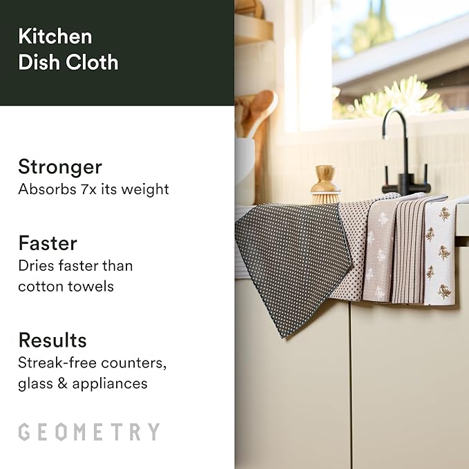 Dishcloth – Evergreen Collection – Quick-Dry, Ultra-Absorbent, Reusable Microfiber Kitchen Towels for Drying & Cleaning - Willow Stone - 3 Pack