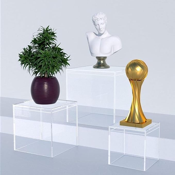 Acrylic Box Clear Display Case Plastic Square Cube Storage Contanier with Lid Wedding Party, Treats, Candies & Accessories