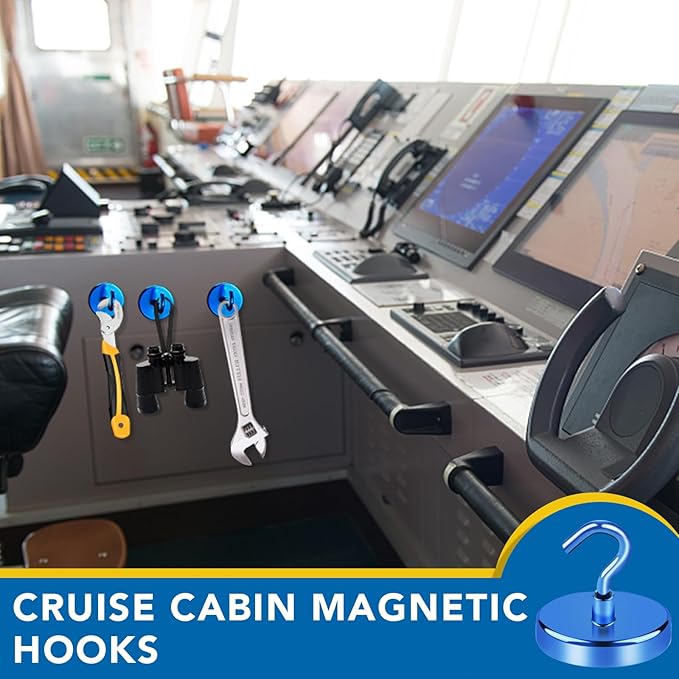 LOVIMAG Cruise Ship Essentials - 150Lbs Heavy Duty Magnetic Hooks, Blue, 12 Pack