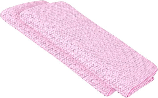 Restaurantware-Clean Tek Professional 25.2 x 16.9 Inch Chamois Cloths, 20 Reusable Microfiber Towels - Storage Tube Included, Absorbent, Pink PVA 3D Microfiber Cleaning Rags, for Windows Or Cars
