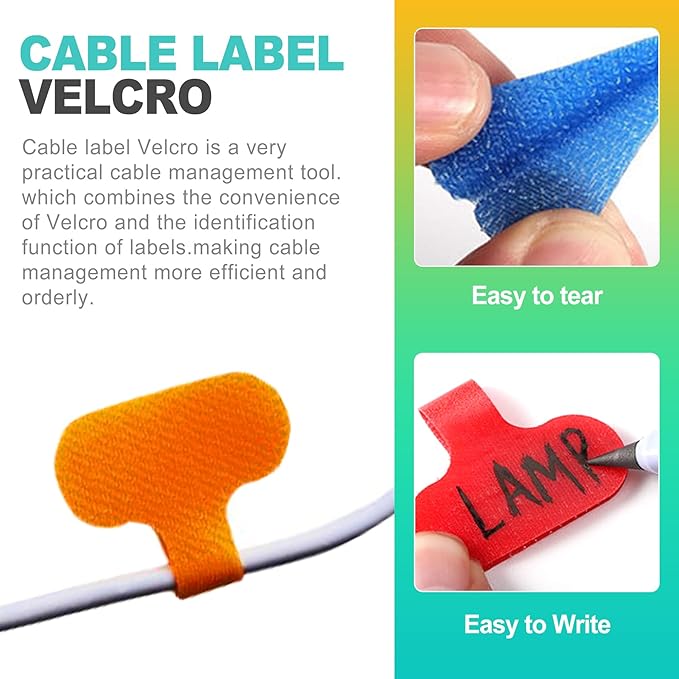 40 PCS Multi-Color Cable Labels, Reusable Write-On Cord Tags for Wire Management & Identification, Waterproof Charger Cord Organizer for Electronics, Home, Office - Assorted Colors