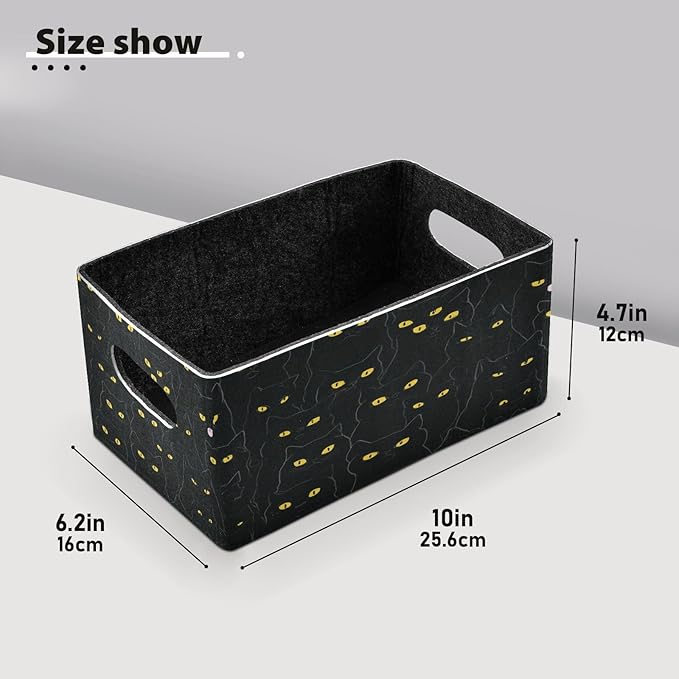 Kcldeci Black Cat Storage Bins Baskets for Organizing, Sturdy Storage Basket Foldable Storage Baskets for Shelves Closet Nursery Toy