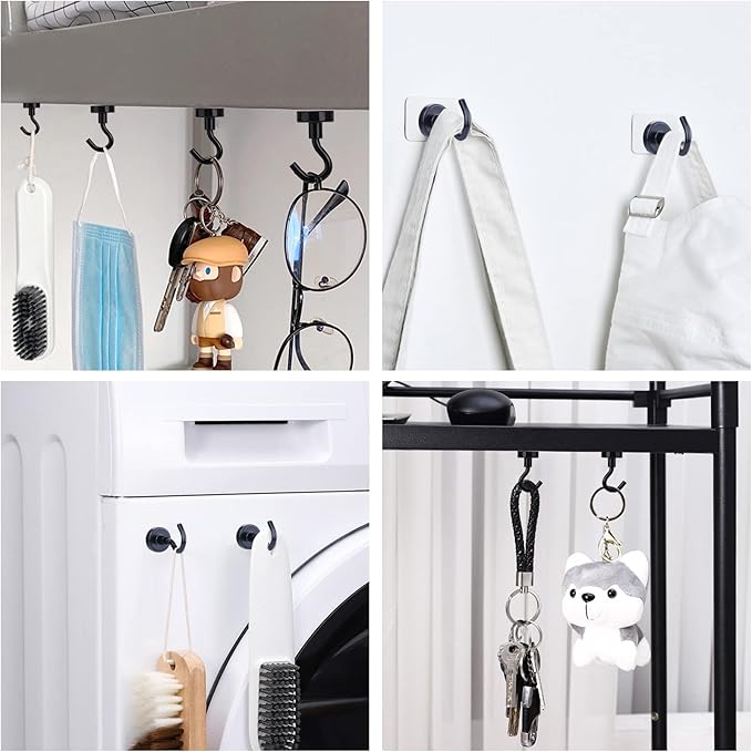 E BAVITE Black Magnetic Hooks, 30Lbs Heavy Duty Earth Magnets with Hook, Extra Strong Cruise Hook for Hanging, Home, Kitchen, Office, Cruise – 10pack