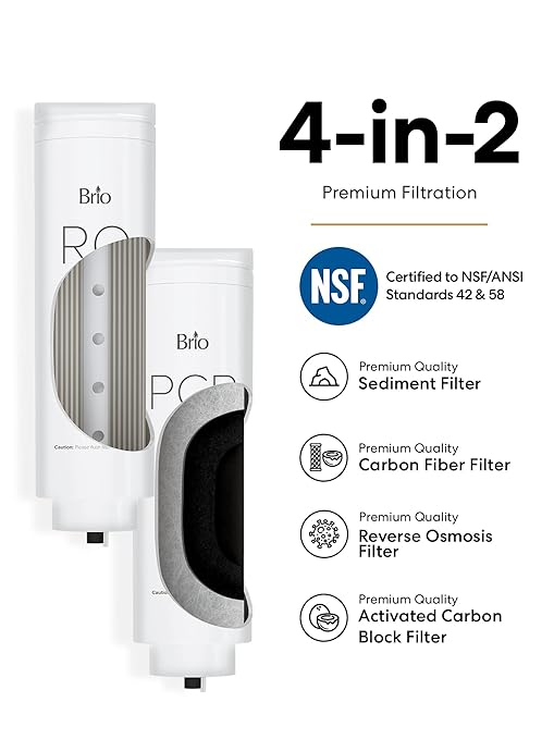 Brio G20-U Reverse Osmosis Water Filtration System, Smart Display Faucet, 700 GPD, 2:1 Pure to Waste, TDS Reduction, Composite & RO Filters, Brown