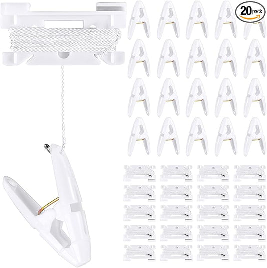 20 Pairs Drop Ceiling Clips for Classroom Ceiling Hanging Hooks White Hangers Clips for Hanging Drop Grid Decorations
