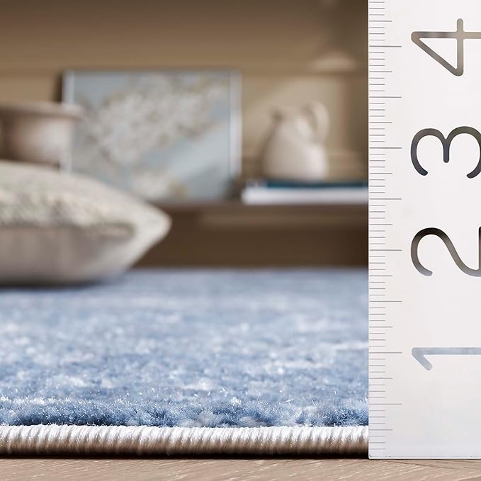 SAFAVIEH Amelia Collection Area Rug - 2'2" x 12' Runner, Ivory & Steel Blue, Modern Abstract Design, Non-Shedding & Easy Cleaning, Ideal for Living Room, Bedroom, Dining Space (ALA700D)
