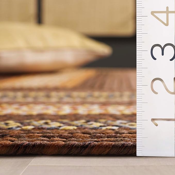 SAFAVIEH Washable Rug Outdoor Braided Collection - 4' x 6', Brown & Light Brown, Handmade & Reversible, Non-Shedding & Easy to Clean, Ideal for Patio, Backyard, Mudroom (BRD313T)