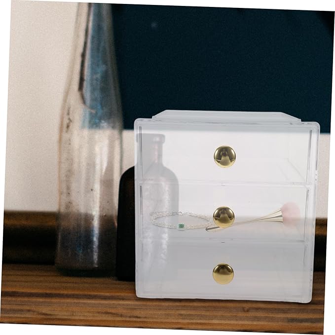Clear 3-Tier Drawer Storage Box Makeup Organizer Desktop Storage Acrylic Cosmetic Display Case Handles