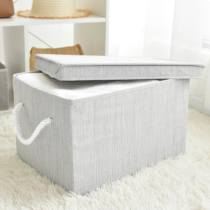 Pack of 2 Large Modern Fabric Storage Bins, Sturdy Foldable Closet Organizer System, Collapsible Shelf Organizer Shelves Basket Storage Bin 16.3"x 12"x 10.24"