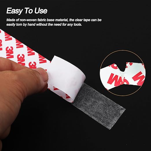 Double Sided Tape Thin, 1in x 82ft Removable Mounting Tape, Poster Picture Hanging Strips, Clear Wall Sticky for Hanging, Scrapbook Stickers, No Damage Wall Adhesive for Festival Decoration