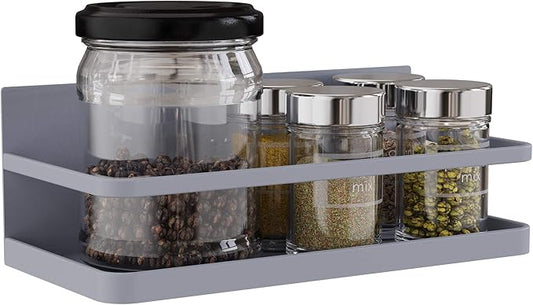 Magnetic Spice Rack Organizer Single Tier Refrigerator Spice Storage Shelf, Easy to Install The Side of The Refrigerator Can Hold spices (Gray 1)