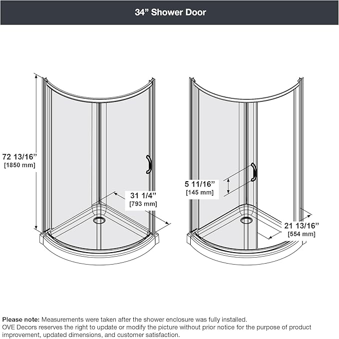 OVE Decors Breeze 34 in. Corner Shower Clear Sliding Door with Base in Chrome Finish