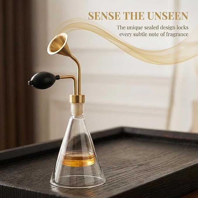 【2-Pack】 80ml Clear Brass Perfume bar Wine Fragrance Essential Oil Coffee Test Glass Bottles Perfume Smell Display Bottle Smelling Jars
