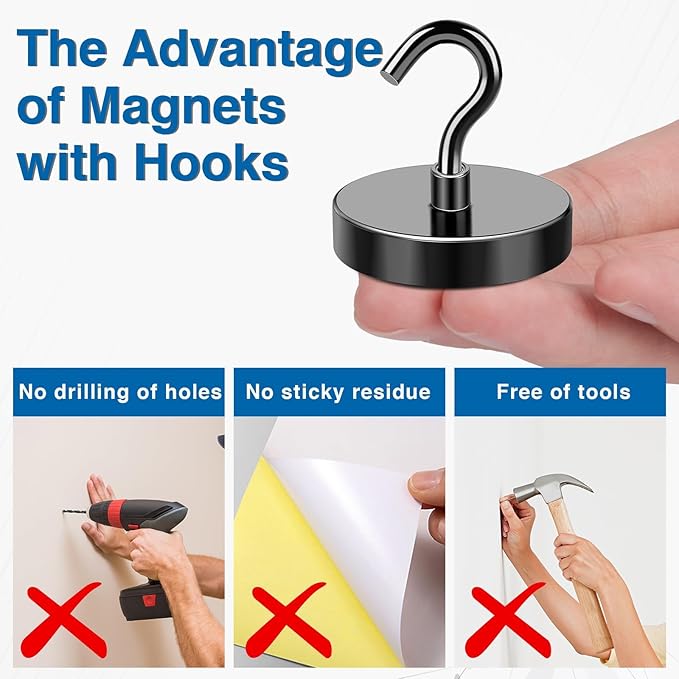 LOVIMAG Magnetic Hooks for Cruise Cabins,170lbs Cruise Magnets for Door,Cruise Ship Essentials for Travel, Strong Magents Heavy Duty with Epoxy Coating for Hanging, Refrigerator, Kitchen-12 Pcs